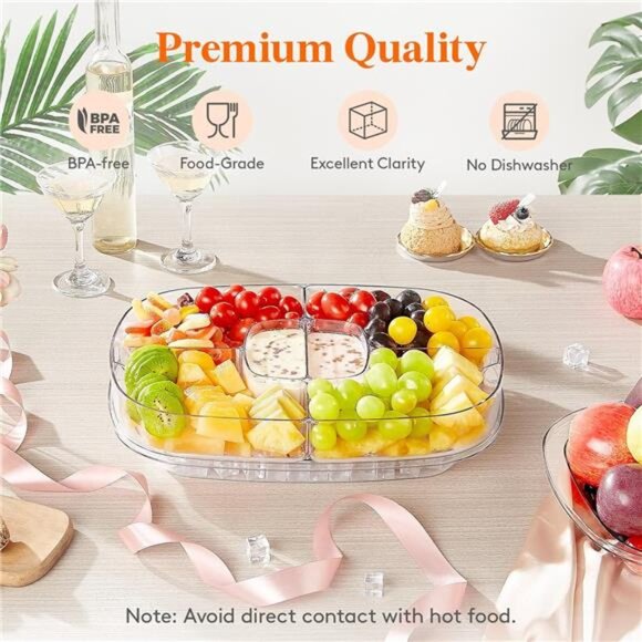 15 Inch Party Serving Tray Divided Shrimp Cocktail Ice Appetizer Fruit Veggie - Picture 4 of 7